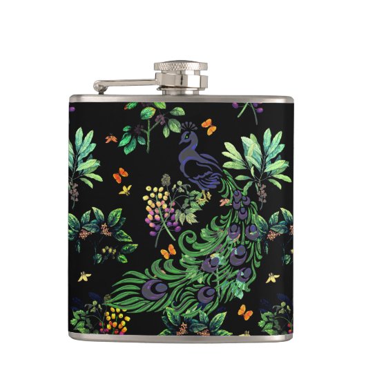 華美孔雀とヴィンテージフローラ フラスク (正面)