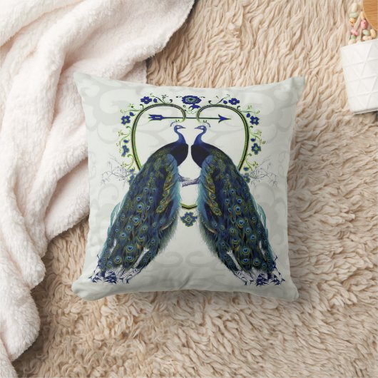 華美孔雀の結婚テーマのギフト枕の名前 クッション (ブランケット)