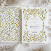 華美水色フローラスクロール結婚ワーク 招待状