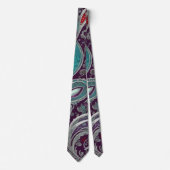 華美深いワインとターコイズペイズリー ネクタイ (正面)