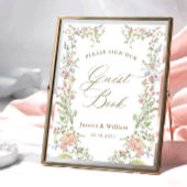 華美猶予フローラビクトリアンゲストブックのサイン ポスター