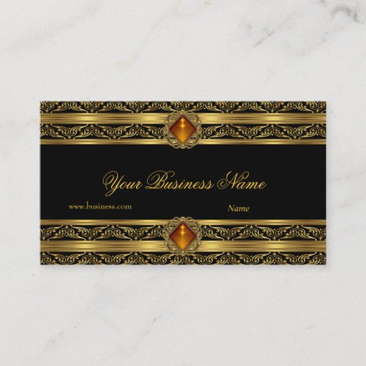 華美琥珀金ゴールドブラックエレガントクラスジュエルイメージ 名刺 (正面)