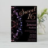 華美縁どフローラSweet 16招待状 箔招待状 (立ち正面)