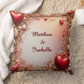 華美赤いハートと金ゴールド クッション (ブランケット)