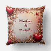 華美赤いハートと金ゴールド クッション (裏面)