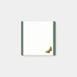 華美金ゴールドとティール（緑がかった色）バタフライ3"x3"ポストイットノート ポストイット