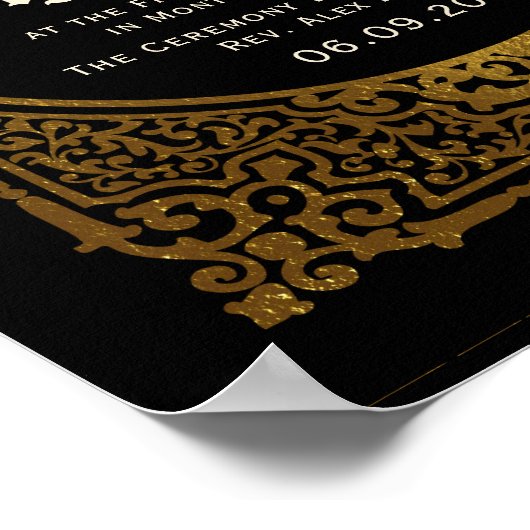 華美金ゴールドアンティーク代替ウェディング証明書 ポスター (角)