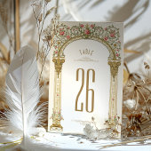 華美金ゴールドアーチ&ピンクローゼテーブル番号 招待状