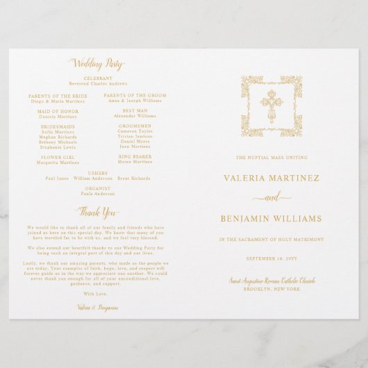 華美金ゴールドクロス結婚カトリックのマスプログラム (正面)