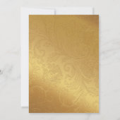 華美金ゴールドトーンフローラフレ結婚ームのバスケット記号 招待状 (裏面)