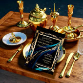 華美金ゴールドフレームティール（緑がかった色）ブルー結婚ブラック セーブザデート