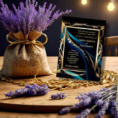 華美金ゴールドフレームティール（緑がかった色）ブルー結婚ブラック 招待状