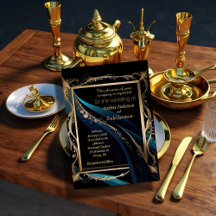 華美金ゴールドフレームティール（緑がかった色）ブルー結婚ブラック