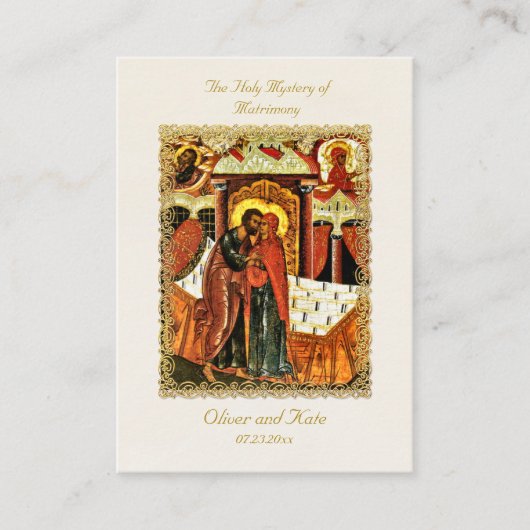 華美金ゴールドフレーム正結婚式祈りの言葉カード プレイスカード (正面)