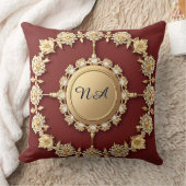 華美金ゴールドフローラデザイン クッション (ブランケット)