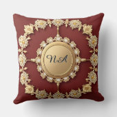 華美金ゴールドフローラデザイン クッション (裏面)