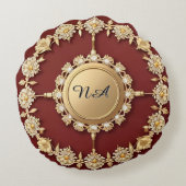 華美金ゴールドフローラデザイン ラウンドクッション (裏面)