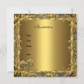 華美金ゴールドブラック60番誕生日エレガント招待状2 招待状 (裏面)