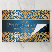 華美金ゴールドブルー50周年結婚ランチョンマット ペーパーパッド