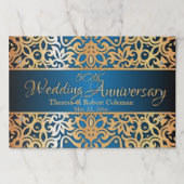 華美金ゴールドブルー50周年結婚ランチョンマット ペーパーパッド (正面)