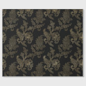 華美金ゴールドヴィンテージフローラダマスクオーバーレイ ラッピングペーパー (フラット)