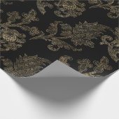 華美金ゴールドヴィンテージフローラダマスクオーバーレイ ラッピングペーパー (角)