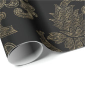 華美金ゴールドヴィンテージフローラダマスクオーバーレイ ラッピングペーパー (ロールコーナー)