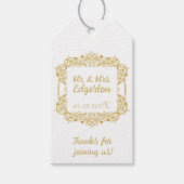 華美金ゴールド結婚フレームパーソナライズされた ギフトタグ (正面)