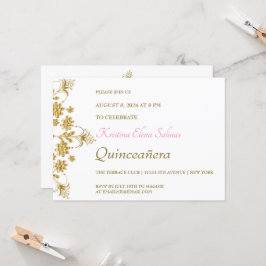 華美金ゴールド花パーティの招待状 招待状