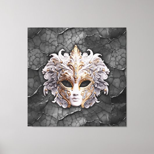 華美金ゴールド/グレー大理石の白詳細 キャンバスプリント (正面)