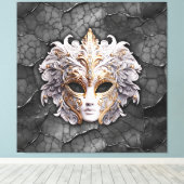 華美金ゴールド/グレー大理石の白詳細 キャンバスプリント (インサイチュ (ウッドフロア))