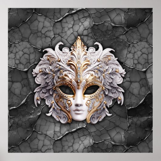 華美金ゴールド/グレー大理石の白詳細 ポスター (正面)