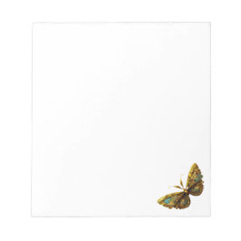 華美金ゴールド&ティール（緑がかった色）蝶 ノートパッド