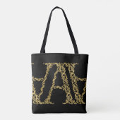 華美金ゴールドAモノグラムイニシャルデザイン任意の色 トートバッグ (裏面)
