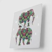 華美飾インディアンデザイン スクエア壁時計 (傾斜)