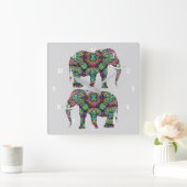 華美飾インディアンデザイン スクエア壁時計 (ホーム)