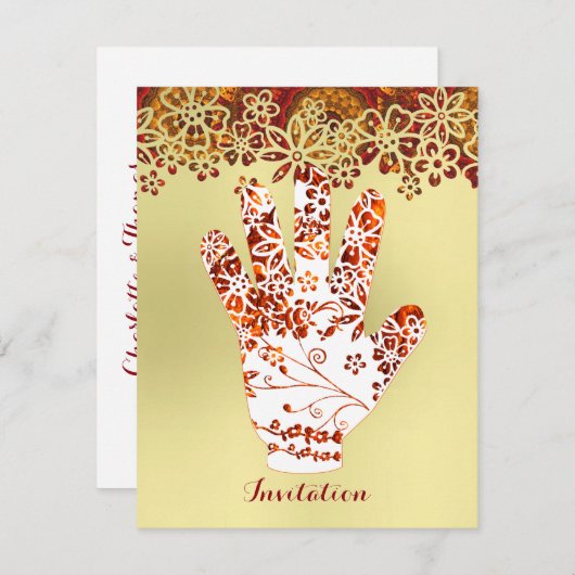 華美飾メンディヘナハンドデザイン 招待状 (正面/裏面)