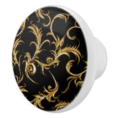 華美黒と金ゴールドを飾る セラミックノブ (右)