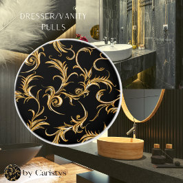 華美黒と金ゴールドを飾る セラミックノブ