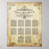 華華美やかなヴィンテージの結婚式のシーティングチャート ポスター (正面)