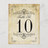 華華美やかなヴィンテージ結婚式のテーブル番号カード 招待状 (裏面)