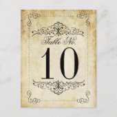 華華美やかなヴィンテージ結婚式のテーブル番号カード 招待状 (正面)