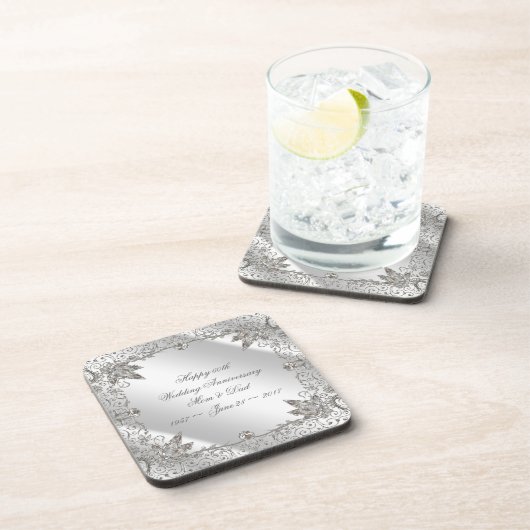 華麗さのダイヤモンド第60の結婚記念日のコースター コースター (右側)
