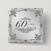 華麗さのダイヤモンド第60の結婚記念日ボタン 缶バッジ (正面)
