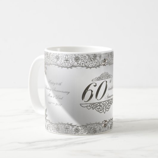 華麗さのダイヤモンド第60記念日のコーヒー・マグ コーヒーマグカップ (正面左)