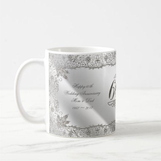 華麗さのダイヤモンド第60記念日のコーヒー・マグ コーヒーマグカップ (左)