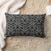 華麗さのダマスク織パターン黒及び灰色 ランバークッション (ブランケット)