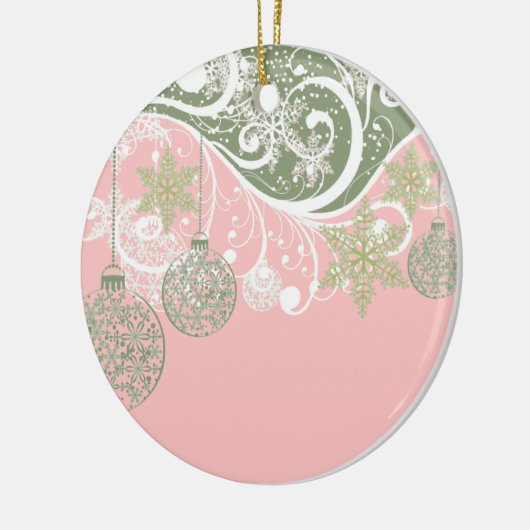 華麗さのピンクおよび緑のオーナメント セラミックオーナメント (左)