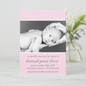 華麗さの新生児の発表(淡いピンクの) 案内状 (スタンド正面)