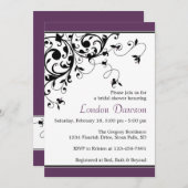 華麗さの渦巻のナスのブライダルシャワー招待状 招待状 (正面/裏面)